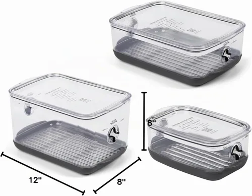 Vista 2 de Progressive ProKeeper Contenedor de almacenamiento de productos ProKeeper apilable con sistema de ventilación Stay-Fresh (PKS-3PC-Produce+)