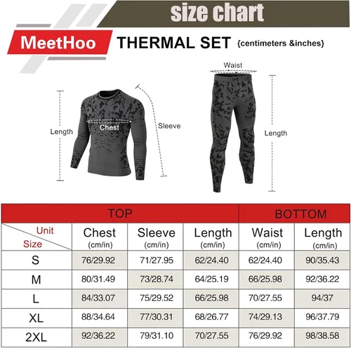 Vista 6 de MeetHoo Conjunto de ropa interior térmica para hombre ropa de invierno para hombre capa base de capa base larga