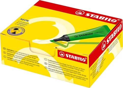 Vista 9 de Resaltador STABILO NEON - Paquete de 10 - Amarillo