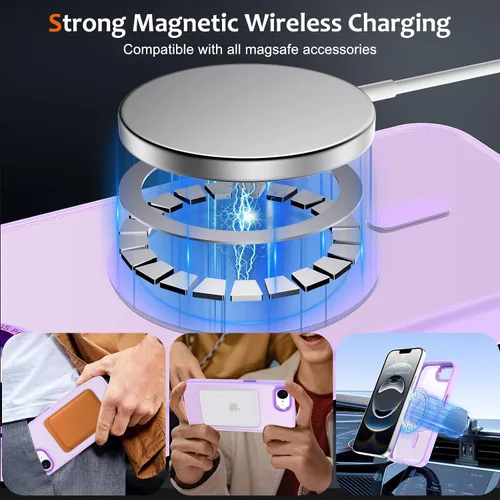 Vista 211 de Anuck - Funda magnética para iPhone 11 compatible con MagSafe, carcasa trasera mate translúcida dura, borde de TPU, delgada, resistente a impactos