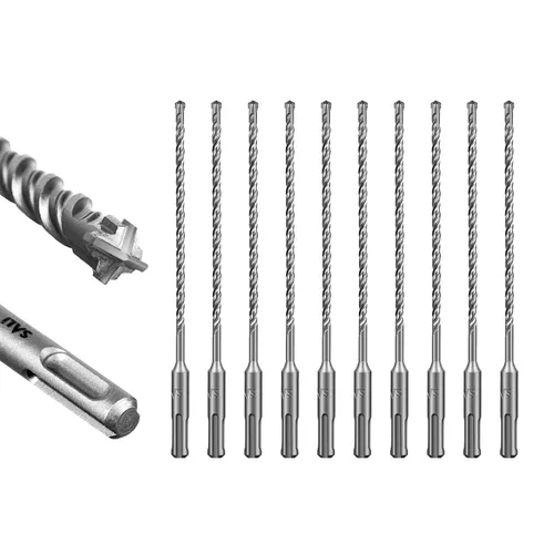 Vista 12 de SALI 10 brocas de martillo giratorio SDS Plus de 1/2 x 6 pulgadas, kit de broca para hormigón, material de carburo de doble rosca de tipo cruzado