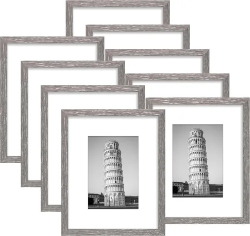 Vista 9 de Wiscet Juego de 9 marcos de fotos de 8 x 10 pulgadas, muestra fotos de 5 x 7 pulgadas con paspartú o de 8 x 10 pulgadas sin paspartú, marco de fotos