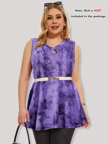 Vista 2 de LARACE Camisetas sin mangas de talla grande para mujer, camisetas recortadas, ropa de moda, ajuste holgado, blusas sin mangas con nudo torcido