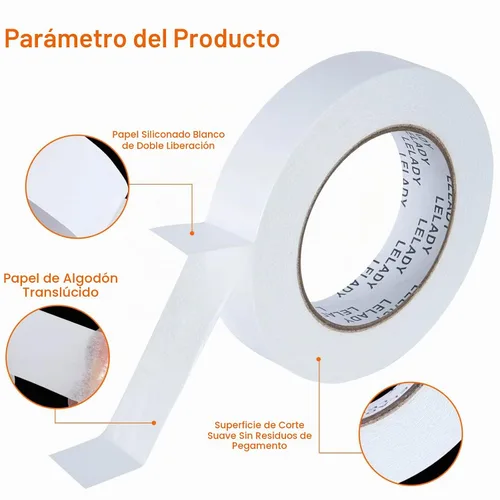 Vista 3 de Cinta adhesiva de doble cara de 1 pulgada x 40 yardas, 2 rollos de cinta adhesiva de doble cara, cinta adhesiva de doble cara, para artes