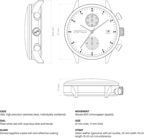Vista 7 de About Vintage Reloj cronógrafo 1815 para hombre, acero inoxidable, analógico, impermeable