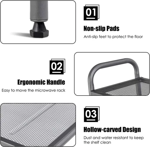 Vista 7 de Giantex Estante para panaderos de 4 niveles, estante de almacenamiento de cocina, soporte para horno de microondas, estantes metálicos de alambre