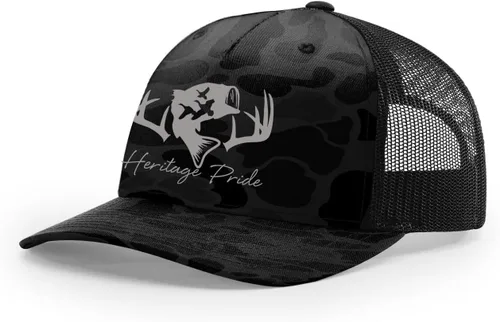 Vista 26 de Heritage Pride Sombrero de camionero de malla bordada para hombre de caza de pato de pesca de ciervos