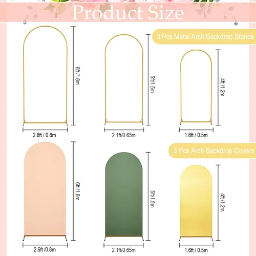 Vista 2 de Gisafai Juego de 6 soportes de metal para telón de fondo de arco y cubierta de arco de boda Chiara con cubierta de elastano para decoración de bodas