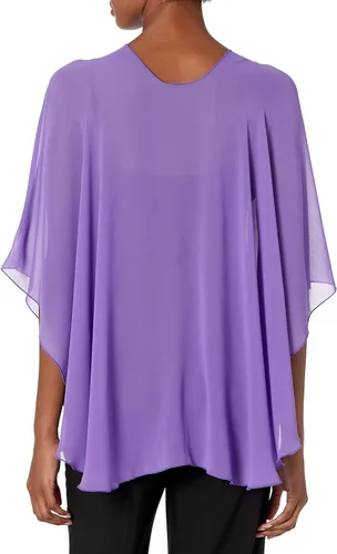 Vista 8 de Conjunto de chal de noche para mujer y anillo de oro rosa, capa de gasa transparente