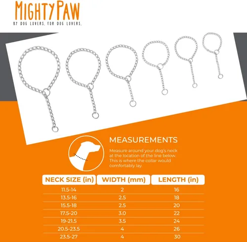 Vista 2 de Mighty Paw Collar deslizante. Collar de acero inoxidable de alta calidad. Fuerte, duradero, a prueba de clima, resistente al deslustre. Collar