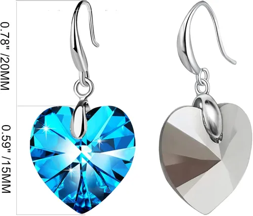 Vista 6 de Love Heart - Aretes de cristal austriaco para mujer, chapados en oro de 14 quilates, hipoalergénicos, para orejas sensibles, Cristal, Circonia cúbica