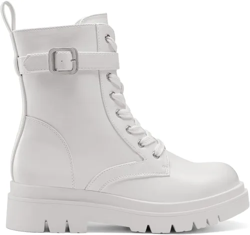 Vista 2 de DREAM PAIRS Botas de combate Chelsea con plataforma para mujer, con cordones y suela de hebilla