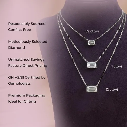 Vista 4 de La Joya 1/2-2 CT Lab Grown Diamond Necklace 14K White Gold Multi Shape Oro blanco