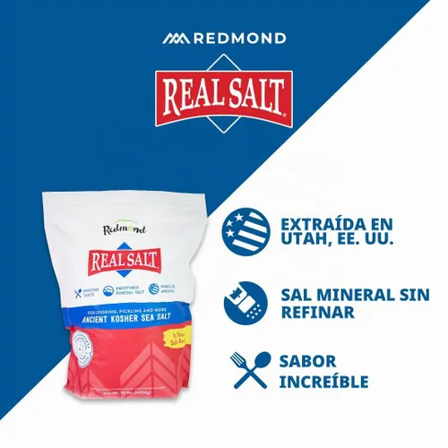 Vista 3 de Redmond Real Salt Kosher - Molienda Kosher natural sin refinar sin gluten, bolsa de 10 libras