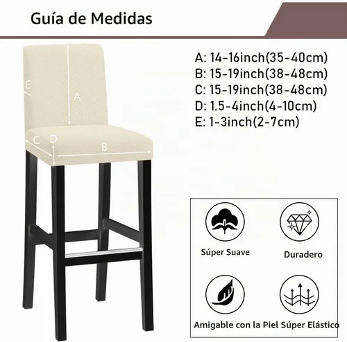 Vista 6 de Cubiertas de taburete de bar impermeables, fundas elásticas lavables (beige, 2 piezas)