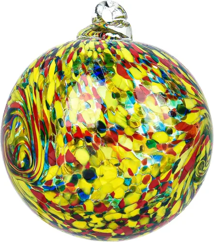 Vista 8 de Adorno de vidrio soplado a mano de 5 pulgadas, bola miradora colgante, adorno de Navidad, bolas de la amistad, bola de bruja para el hogar, ventana