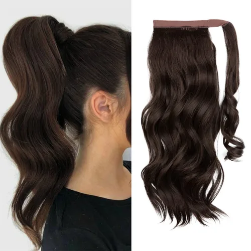 Vista 20 de CJL HAIR 14" Extensión de cola de caballo corta con cabello rizado y ondulado, clip en la cola de caballo, extensión de pelo sintético falso