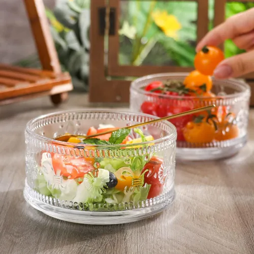 Vista 5 de Cuencos de vidrio para postre, cuenco para servir con cuchara dorada, cuencos para helado de postre, helado, cereales, nueces, pudín