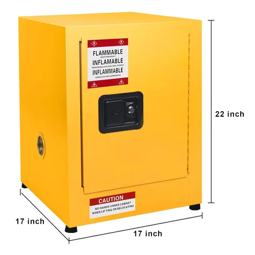 Vista 2 de Gabinete inflamable de 17 x 17 x 22 pulgadas, gabinete seguro de acero galvanizado, estante ajustable, gabinete de almacenamiento inflamable