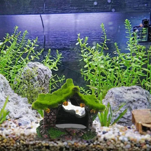 Vista 7 de Tfwadmx Decoración de Acuario Casa Refugio de Resina Hueca, Accesorios de Escondite para Pez Betta Ornamento de Cueva para Tanque Refugio para Peces