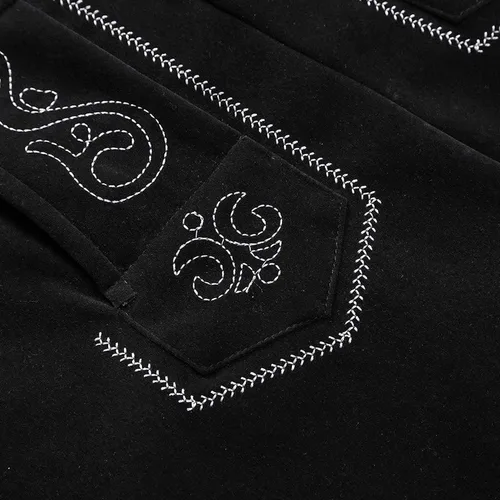 Vista 5 de GloryStar Lederhosen Men German Bavarian Oktoberfest Leather Trousers Costume for Beer Garden Negro-2023