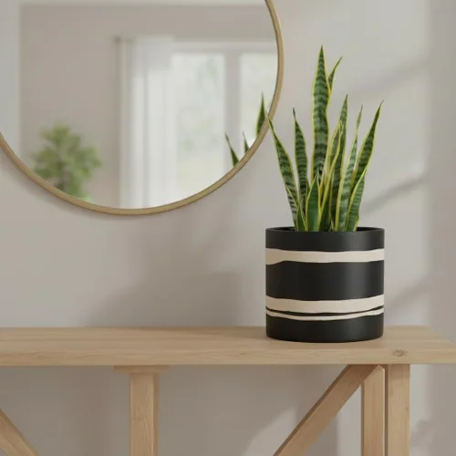 Vista 7 de Nihow Maceta moderna de cerámica – Maceta de 5 + 7 pulgadas para todas las plantas de interior – Macetas resistentes con orificio de drenaje