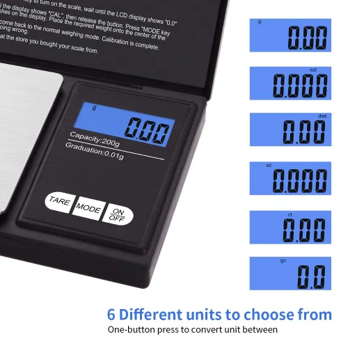 Vista 2 de UNIWIGH - Báscula digital de gramos, báscula de peso gramo y onzas, mini báscula electrónica de bolsillo inteligente Báscula electrónica