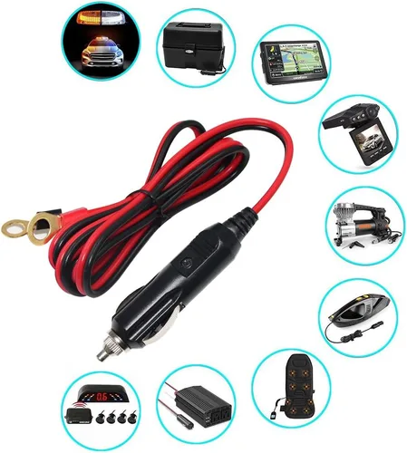 Vista 4 de Cable de extensión para encendedor de cigarrillos macho a anillo tórico - Cable de extensión de 3 pies 12 V/24 V para encendedor de cigarrillos