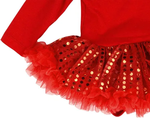 Vista 5 de My First Christmas - Disfraz de alce de reno para bebé niña, mameluco de tutú, disfraz de fiesta, ropa de princesa, 3 piezas