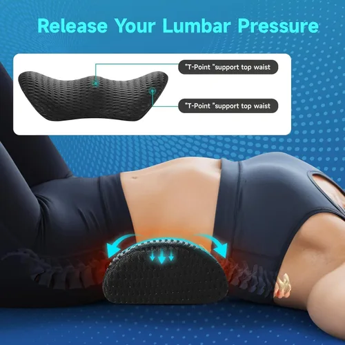 Vista 4 de Almohada de apoyo lumbar para silla de oficina, almohada lumbar de automóvil, cojín de respaldo de espuma viscoelástica con malla 3D transpirable