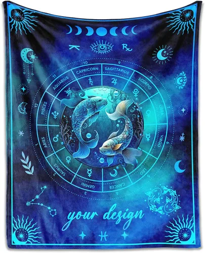 Vista 15 de Manta Acuario para Regalos, 40" x 30" Manta Rectangular de Franela del Zodiaco Acogedora, Regalo para Niños Niñas Adolescentes Mujeres Hombres