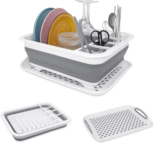 Vista 9 de Goderewild Escurridor de Platos Plegable para Secar Platos - Diseño que Ahorra Espacio y Plegable con Componentes Extraíbles Versátiles