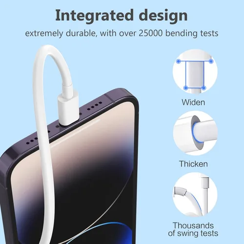 Vista 5 de Paquete de 5 cables USB C a Lightning de 6 pies, [certificado Apple MFi] cargador de iPhone cable de carga rápida duradero sin enredos para iPhone