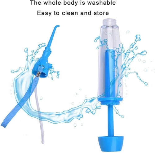 Vista 3 de Irrigador dental de agua manual portátil – Irrigador oral inalámbrico no eléctrico con tecnología de presión de aire, fácil de usar para la limpieza