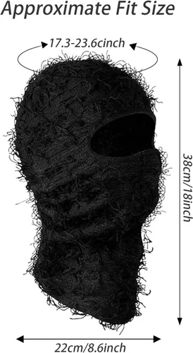 Vista 2 de TFTSR Paquete de 2 pasamontañas desgastados para hombre, máscara facial de punto Shiesty Yeat para clima frío, cobertura completa de invierno