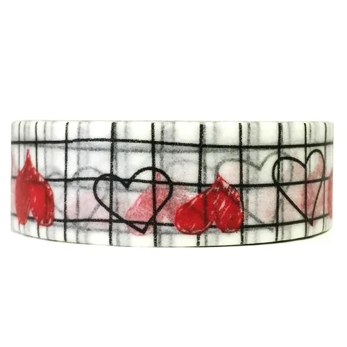Vista 2 de Wrapables Cinta adhesiva Washi de patrones coloridos, bocetos de corazón