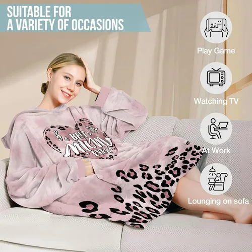 Vista 6 de Warmstorey Wearable Blanket Hoodie For Mom Wife - Best Wife Ever Hoodie From Husband Daughter Son - Birthday Mothers Day Gift
