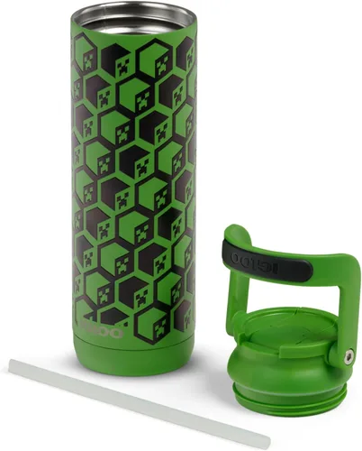 Vista 7 de Igloo MineCraft Creeper - Botella de hidratación de acero inoxidable de 16 onzas, botella de agua aislada, taza de viaje reutilizable