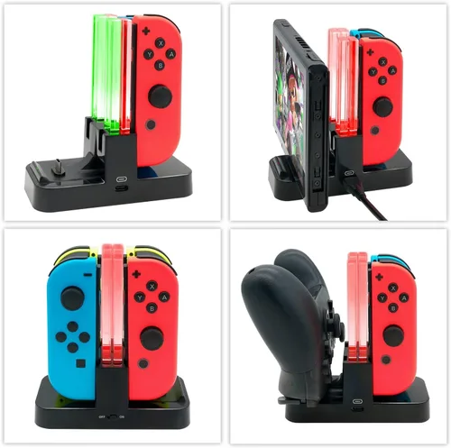 Vista 2 de Estación de carga compatible con controlador Pro para Joy Cons, reemplazo del cargador de controlador FYOUNG para SwitchSwitch LiteOLED con un