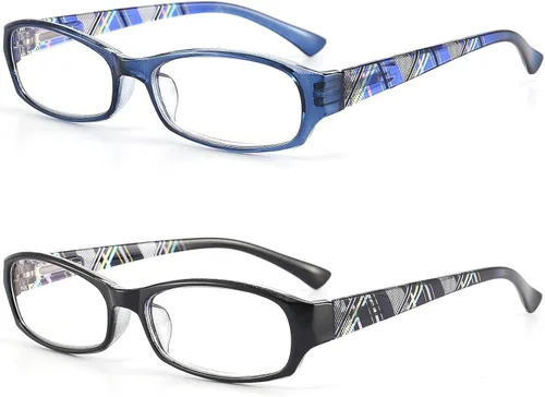 Vista 2 de Gafas de Bloqueo de Luz Azul para Mujeres - 2 Pares Lentes de Computadora Ligeros Anti-reflejos de Pantalla Azul Gafas de Calidad Azul/Negro