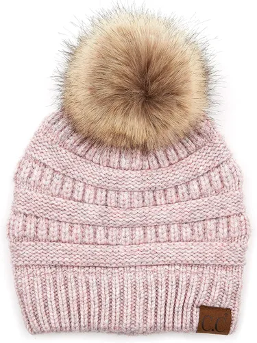 Vista 122 de Gorro unisex liso con pompón y ribete (HAT-43) de C.C Hatsandscarf Exclusives Marfil