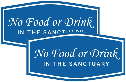 Vista 35 de Fancy No Food Or Drink In The Sanctuary Letrero (Negro) - Pequeño (paquete de 1)