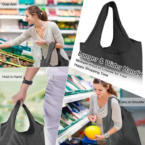Vista 7 de BeeGreen Bolsas de compras reutilizables para comestibles, bolsas de compras con bolsa extra grande de 50 libras con bonito patrón de tortugas