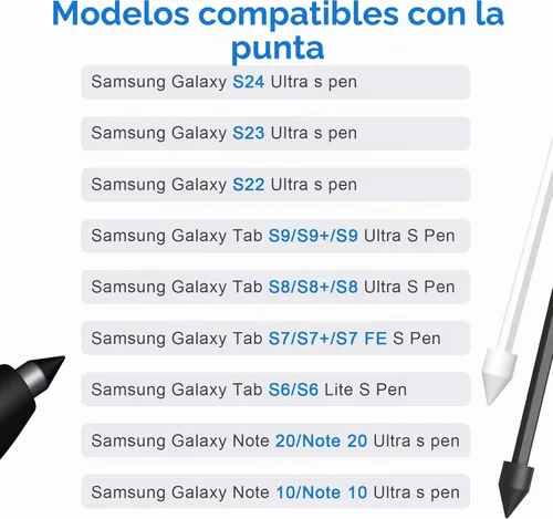 Vista 2 de 20 puntas de repuesto para Samsung Galaxy Tab S9/S9FE /S9 Ultra, S8/S8/S8 Ultra, S7/S7/S7 FE, S6/S6 Lite, Note10/10 Plus/10 Lite, Note