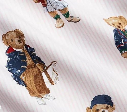 Vista 5 de POLO RALPH LAUREN Juego de edredón King de suéter de oso de peluche con rayas rosadas para niñas con 2 fundas de almohada King