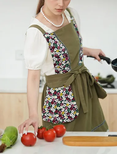 Vista 2 de Pinknoke Delantales de cocina para mujer con bolsillos, lindo delantal vintage de chef, delantal pinafore para jardinería, cocina, horneado, pintura