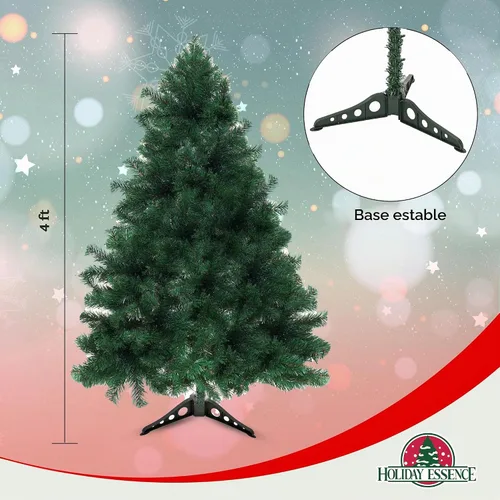 Vista 4 de árbol de Navidad, de Holiday Essence, artificial, verde, con 4 patas, 300 ramas, con base de PVC, sin luz