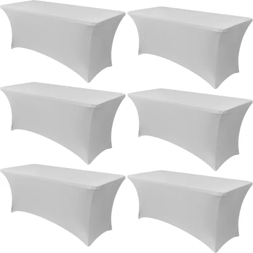 Vista 33 de Obstal Paquete de 6 Fundas de Mesa Elásticas de Spandex para Mesas de 6 Pies - Mantel Rectangular Universal Ajustado de 6 Pies Protector para Bodas