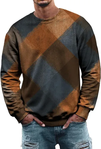 Vista 18 de MARSVOVO Sudadera para hombre 2025 para otoño e invierno, cuello redondo, básica, holgada, cómoda, cálida, moderna, casual, estampado, sin botones