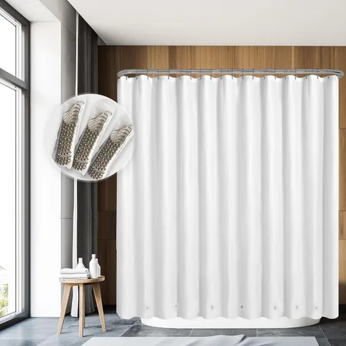Vista 88 de Barossa Design - Forro de cortina estrecho de PEVA para ducha, con 3 imanes, impermeable, para cabina de baño pequeña, sin PVC, ojales metálicos